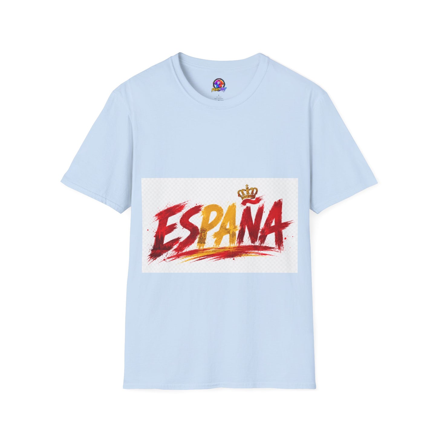 Spain  Graphic T-Shirt — Spanish Flag Brushstroke Design with Crown