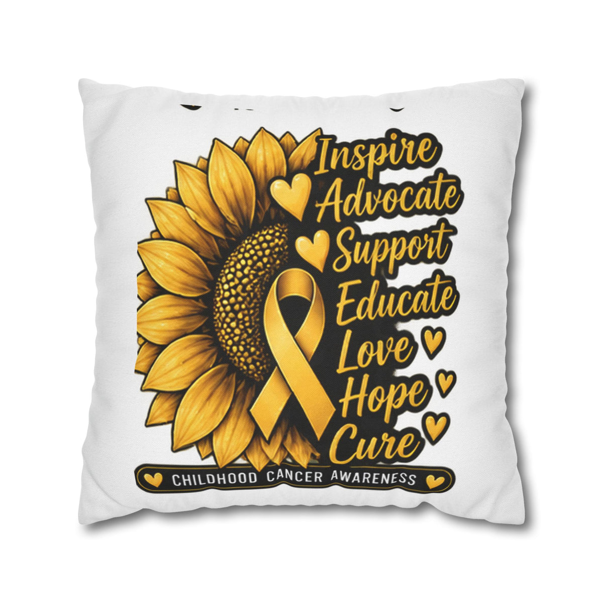 Childhood Cancer Awareness Sunflower Support Pillowcase