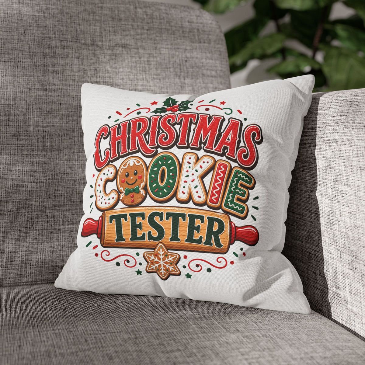 Christmas Cookie Tester Pillowcase — Holiday Decorative Throw Pillow Cover