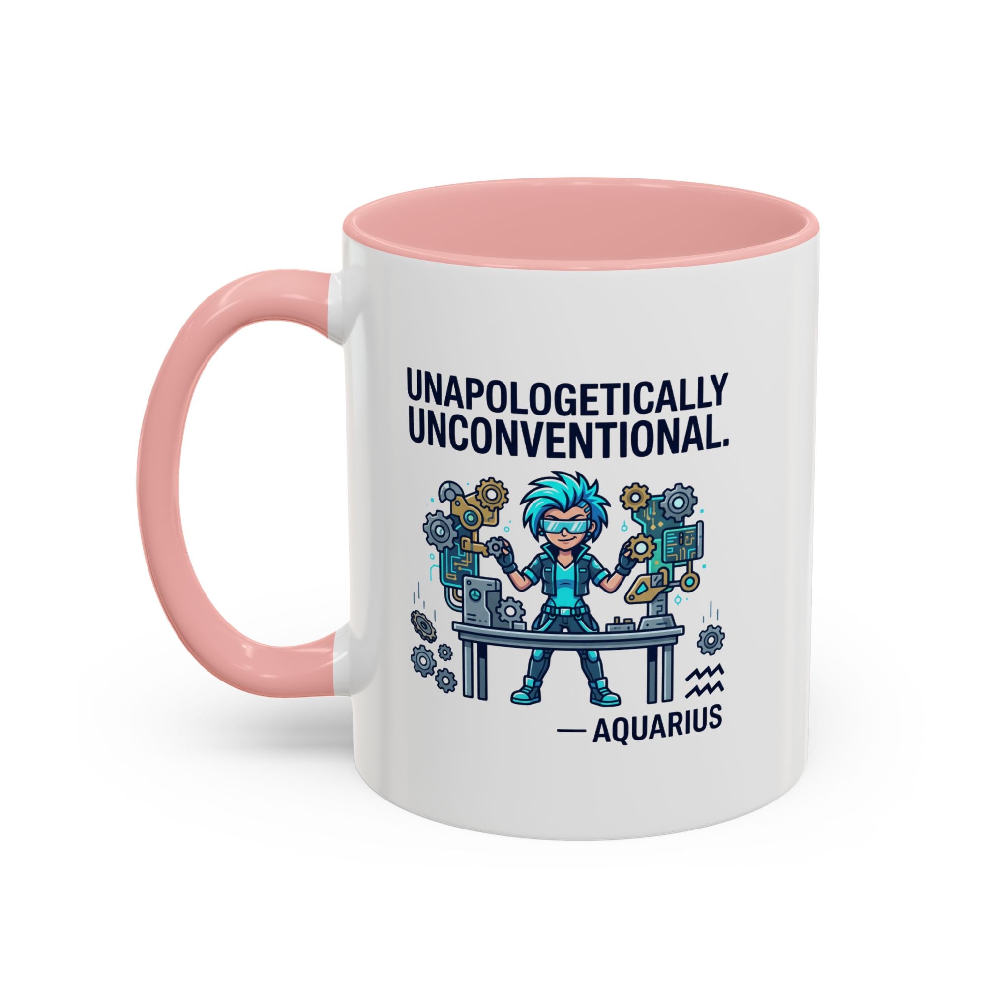 Aquarius Coffee Mug - "Unapologetically Unconventional" Zodiac Accent Mug 11oz