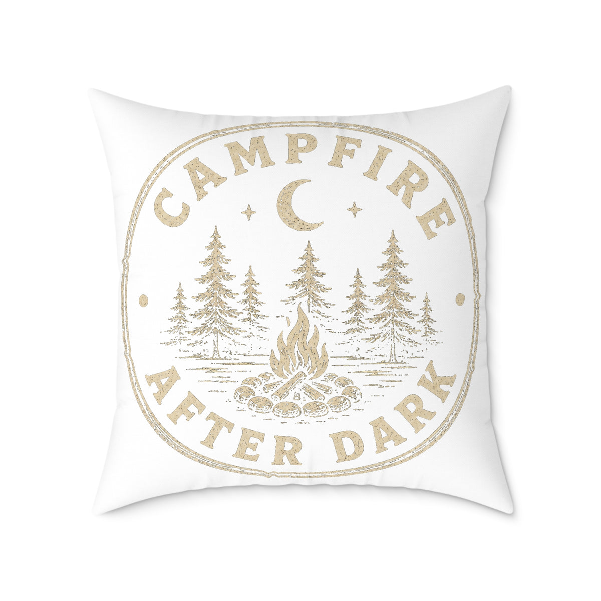 Campfire After Dark Throw Pillow Milo Bailey Dog Dad Mom — Outdoor Camping Decorative Pillow