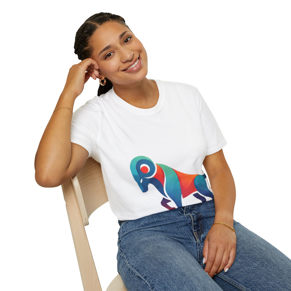 Ram Graphic T-Shirt — Colorful Geometric Sheep/Goat Art
