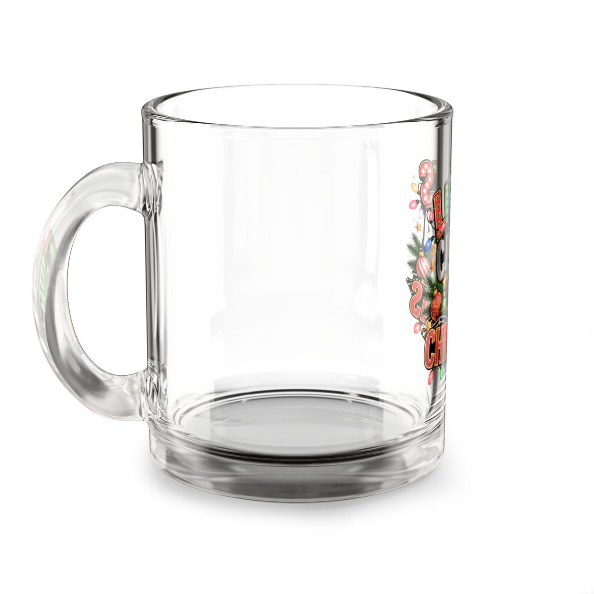 Christmas Glass Mug 10 ozGlass Mug — "Lights Camera Christmas" Holiday Film Lover Coffee Mug