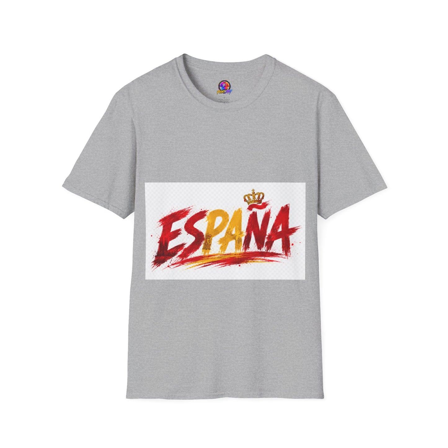 Spain  Graphic T-Shirt — Spanish Flag Brushstroke Design with Crown