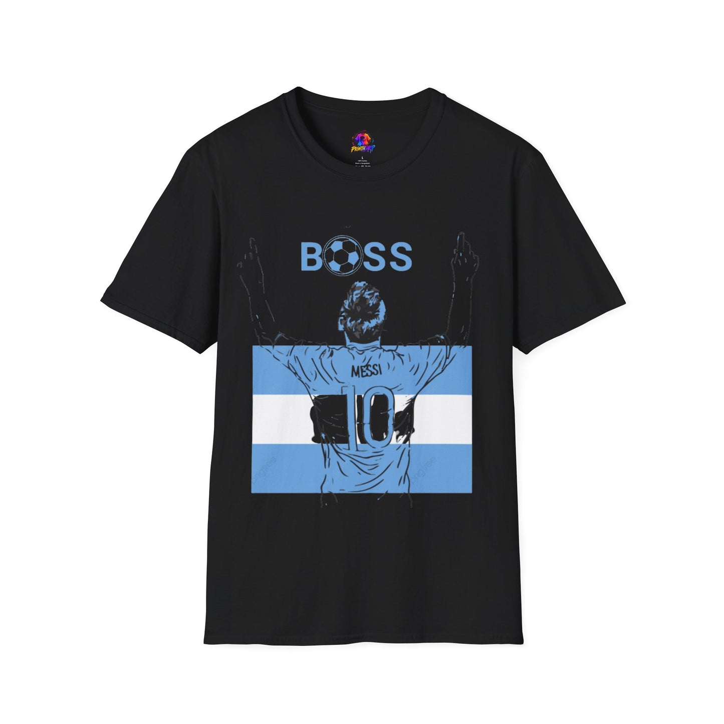 Soccer Boss T‑Shirt — 'BOSS' Striped Football Player Graphic Tee