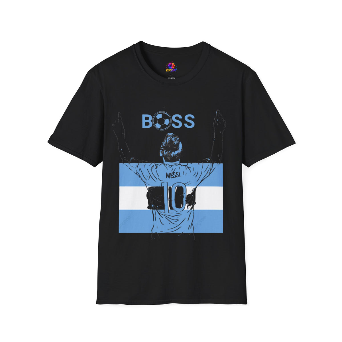 Soccer Boss T‑Shirt — 'BOSS' Striped Football Player Graphic Tee