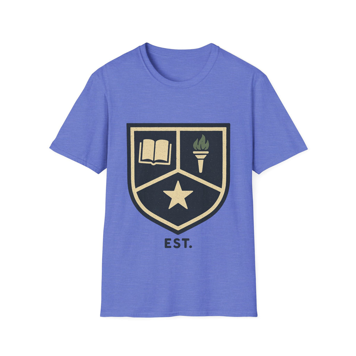 Academy Crest T-Shirt — Book & Torch Vintage Shield Tee - Trending Now - August 2026