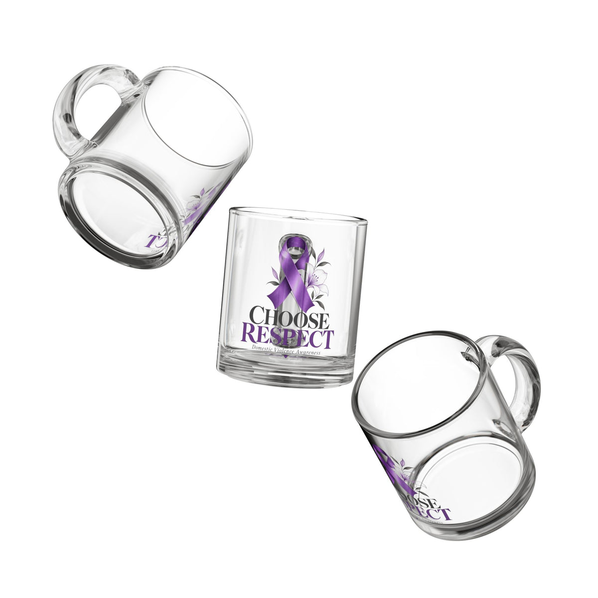 Choose Respect Purple Ribbon Domestic Violence Awareness Glass Mug