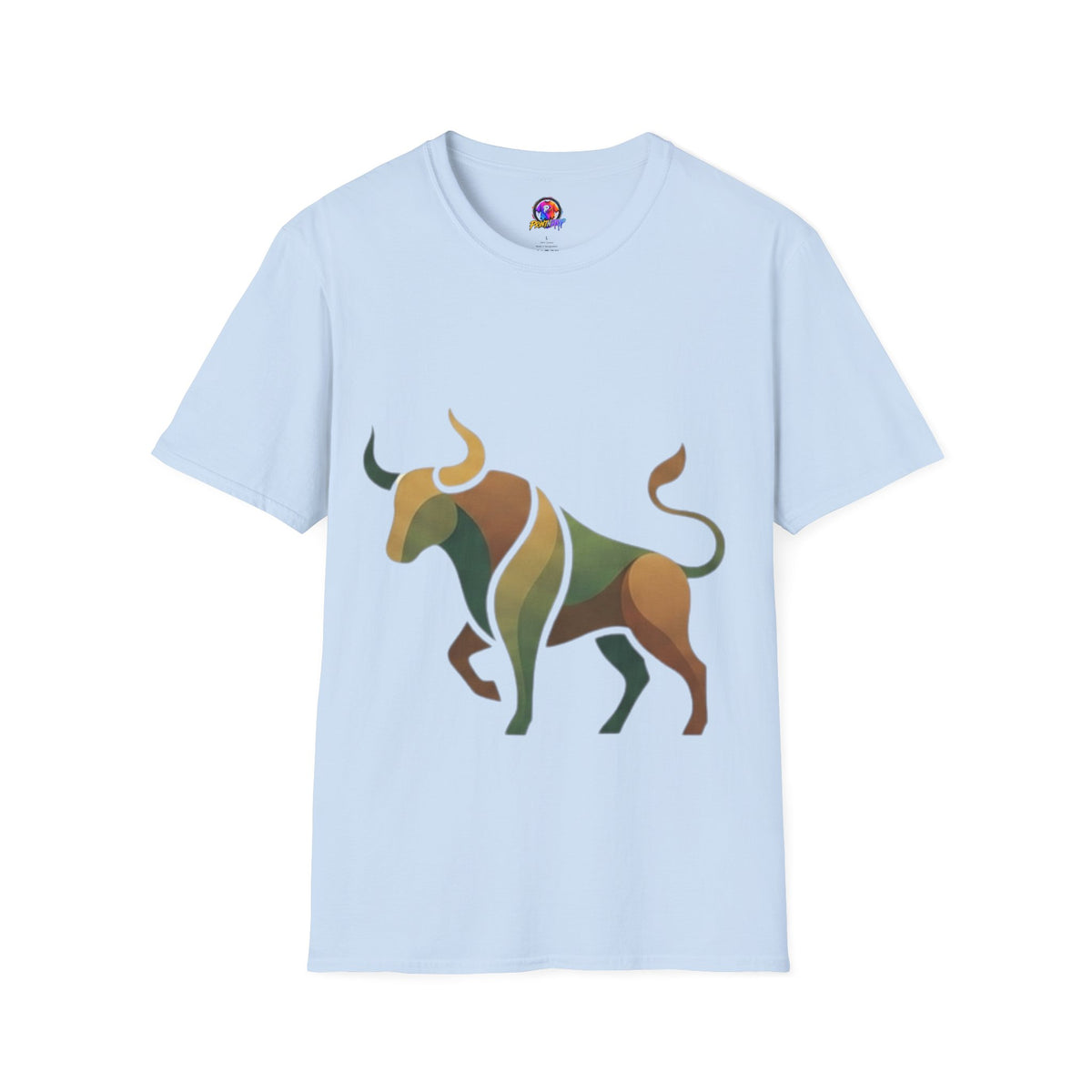 Bull Graphic T-Shirt — Earth Tone Geometric Taurus Design