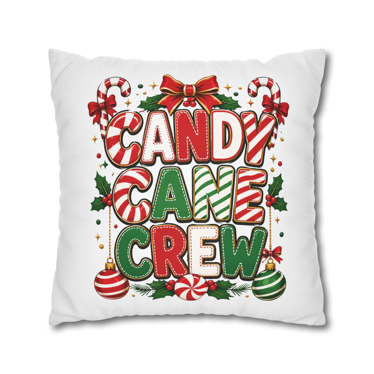 Christmas Candy Cane Crew Holiday Pillowcase — Festive Christmas Decorative Throw