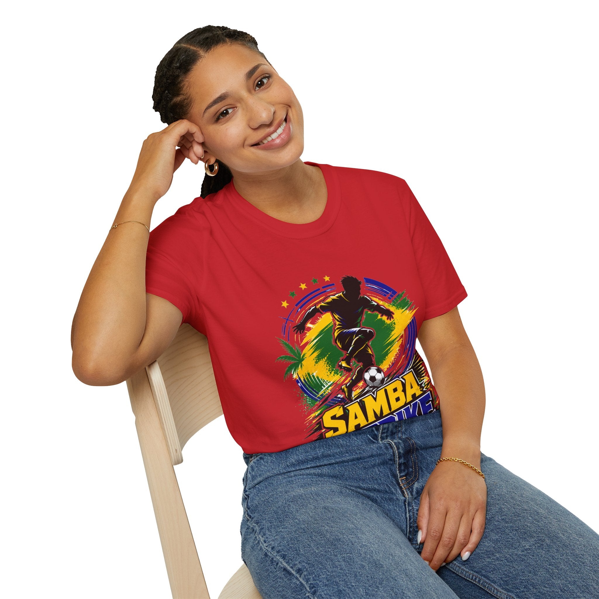 Brazil  Samba Strike Soccer T-Shirt — Brazilian Football Player Graphic Tee