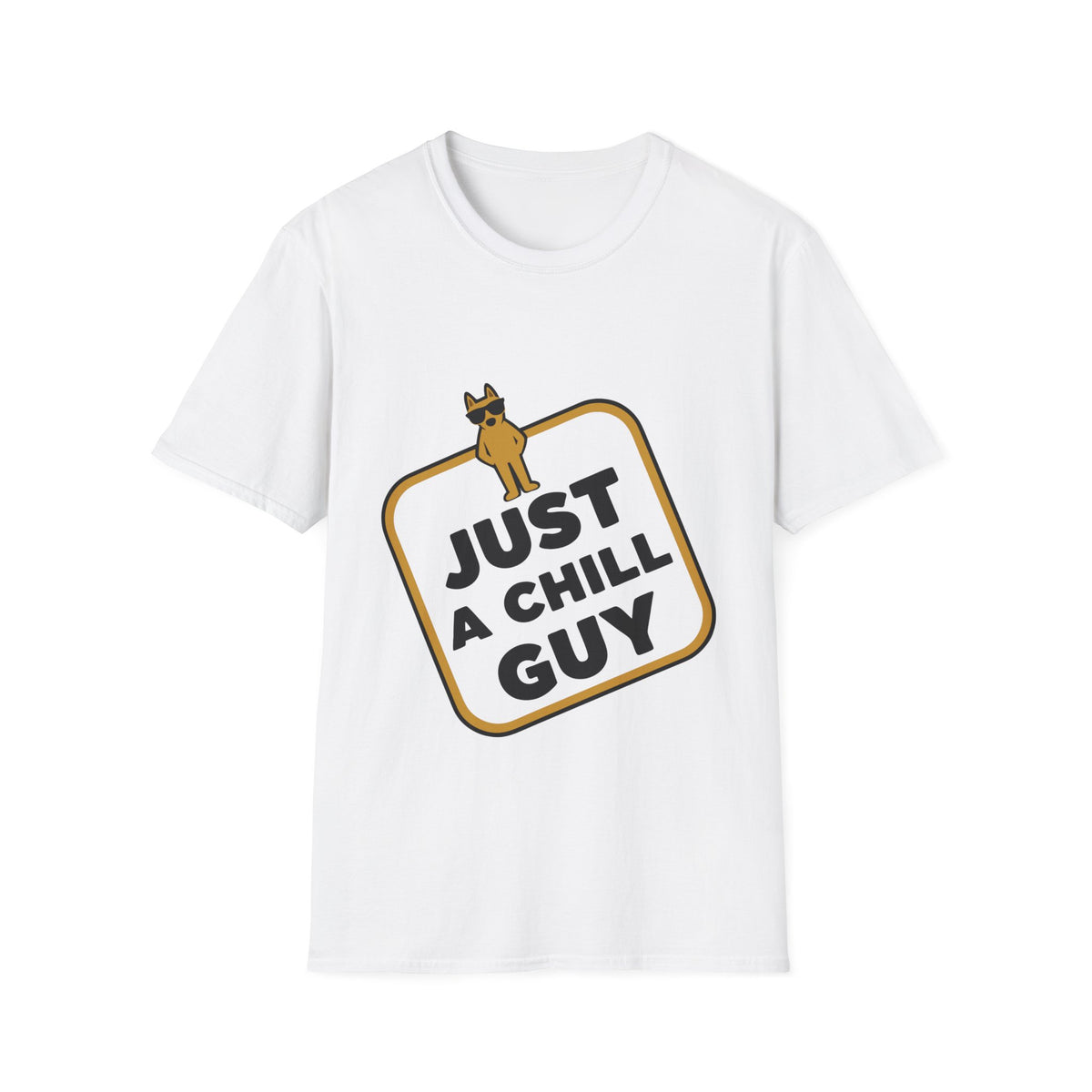 Just A Chill Guy Gold Block Badge T-Shirt - Viral Meme Mascot Tee - Trending Now - September 2026