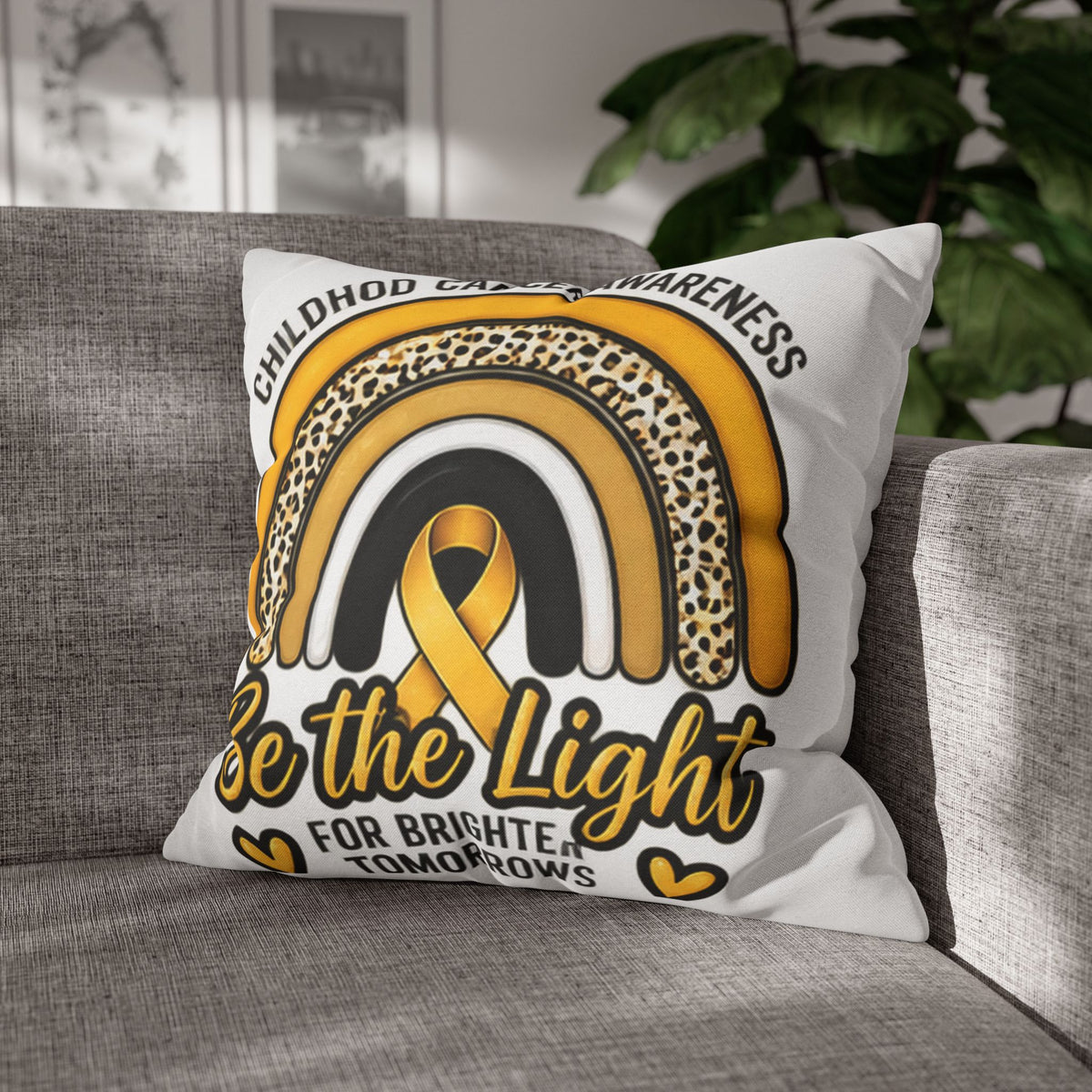Childhood Cancer Awareness “Be the Light” Square Pillowcase