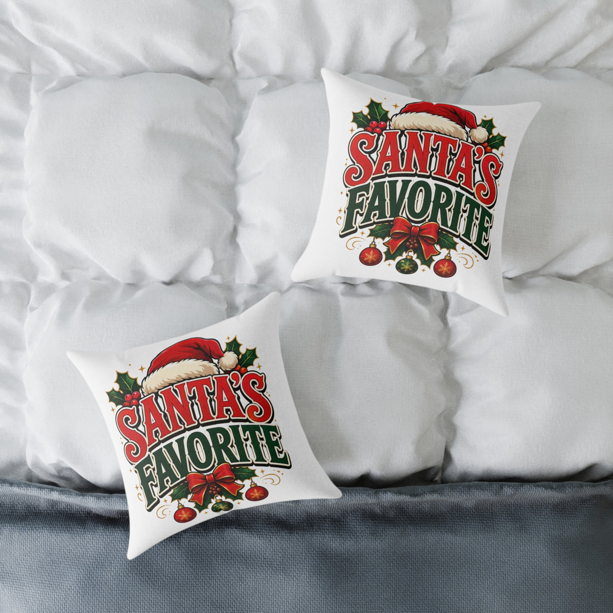 Santa's Favorite Christmas Pillow - Festive Holiday Throw Cushion
