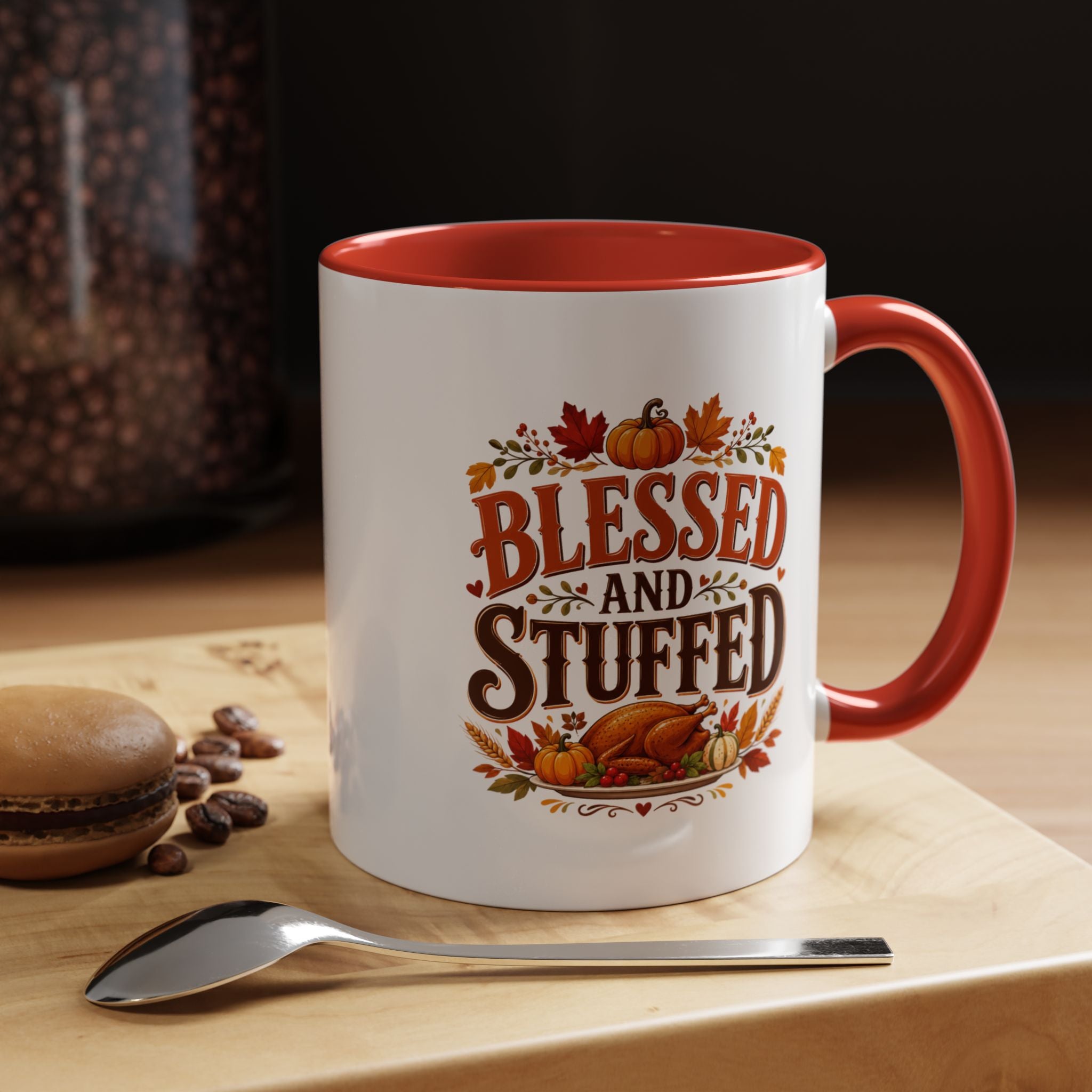 Thanksgiving Mug Blessed and Stuffed Coffee Mug — Thanksgiving Fall Ceramic Accent Mug