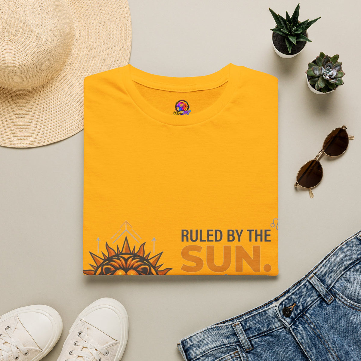 Leo Zodiac T-Shirt — "Ruled by the Sun. Ambitious by Nature. LEO."