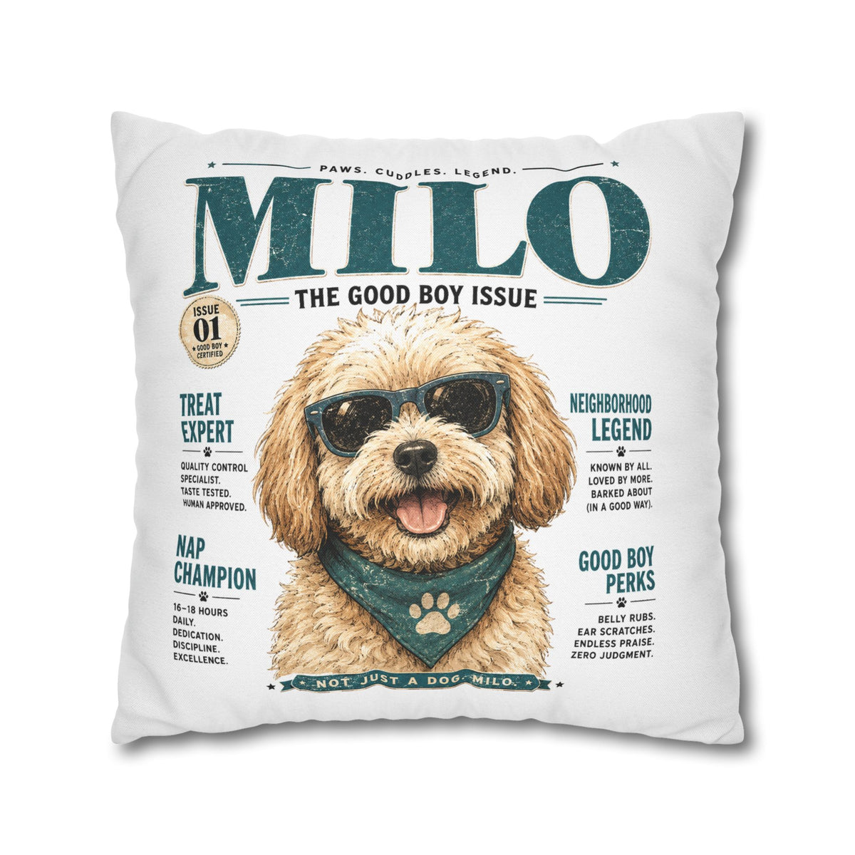 Milo 'The Good Boy Issue' Decorative Pillowcase Milo Bailey Dog Dad Mom