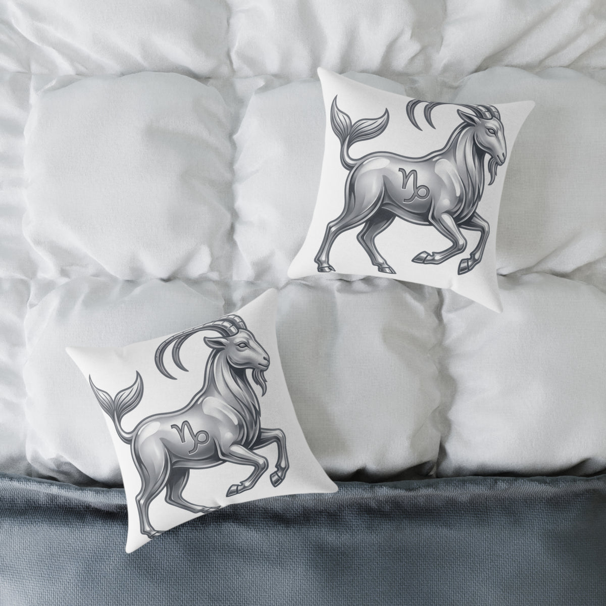 Capricorn Zodiac Pillow — Silver Goat Astrology Throw Pillow