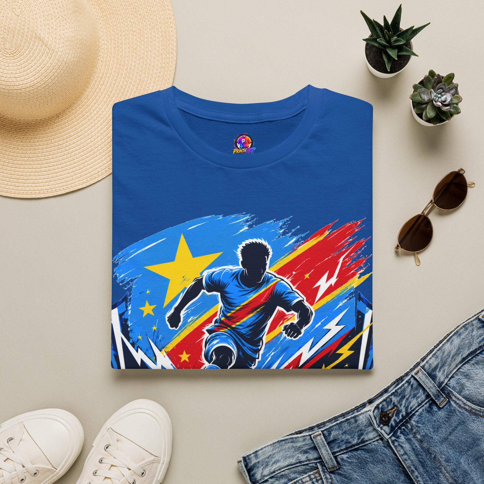 Congo Soccer T-Shirt — Congo Blue Rise Football Fan Tee