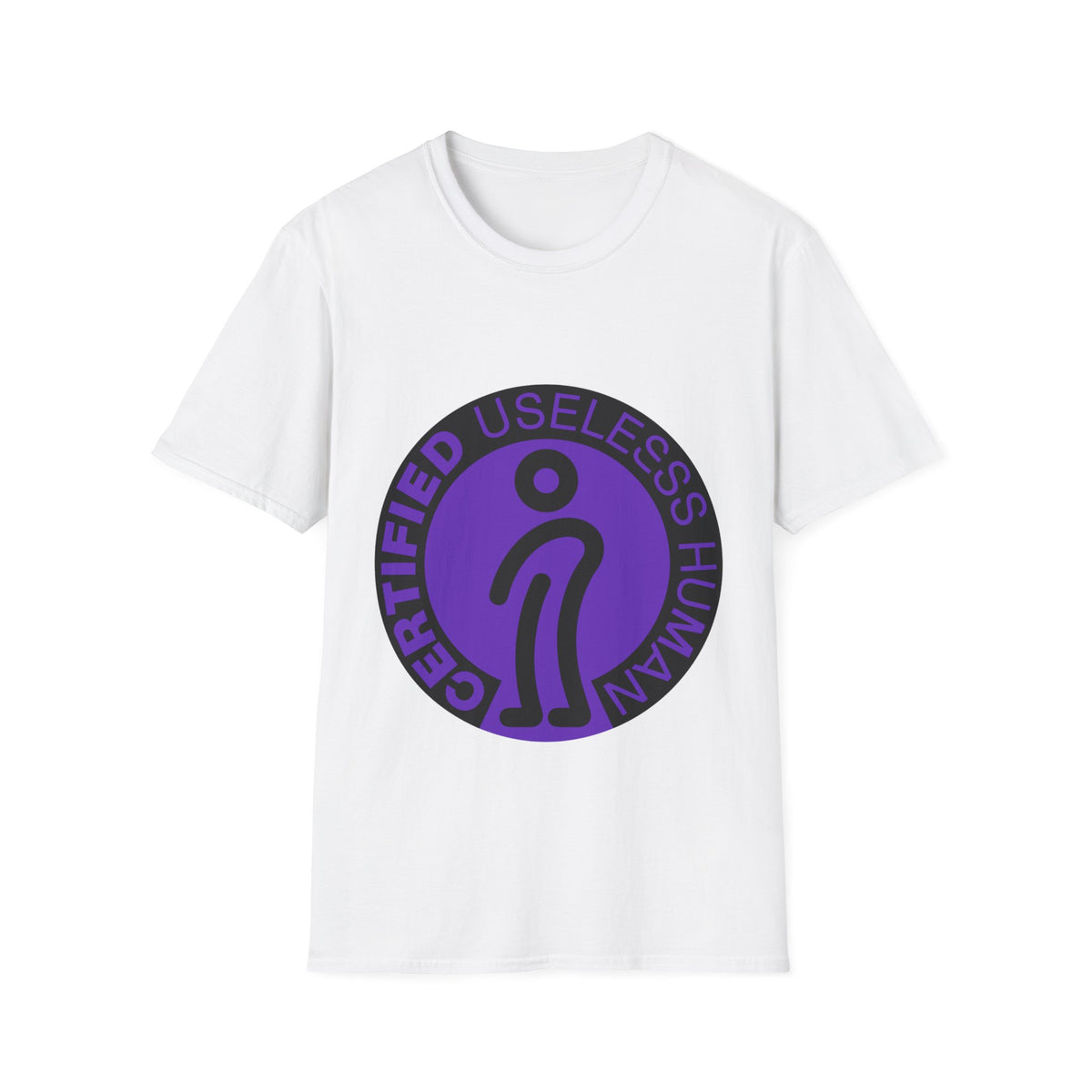"Certified Useless Human" Funny Meme Tee | Sarcastic Purple Badge T-Shirt - Trending Now - September 2026