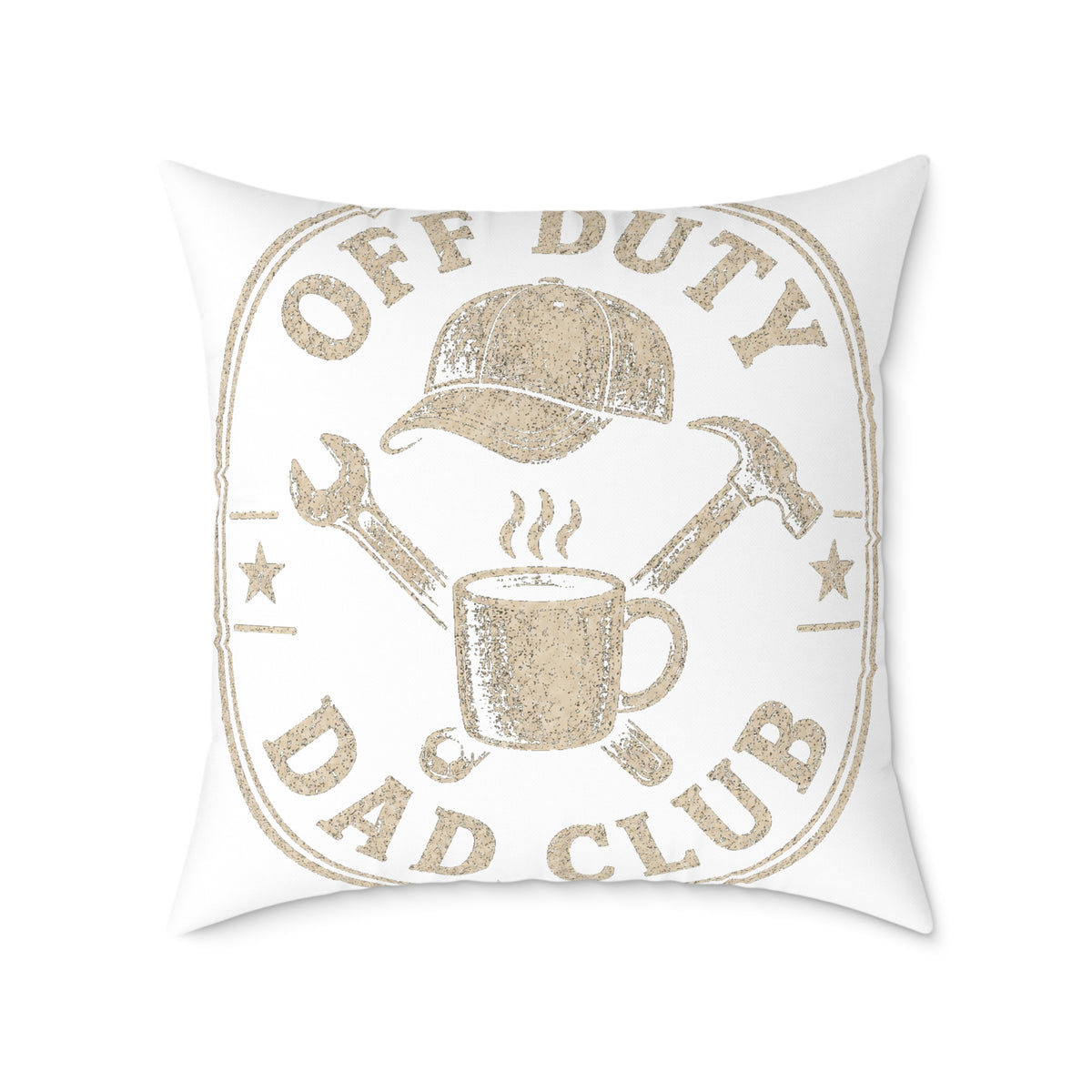 Off Duty Dad Club Pillow  Milo Bailey Dog Dad Mom — Rustic Coffee & Tools Decorative Throw Pillow