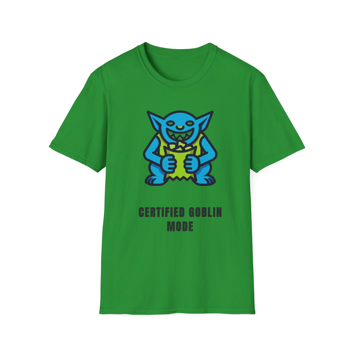 Gritty Goblin Graphic Tee - Cute Blue Goblin "Destined Goblin Mode" T-Shirt - Trending Now - September 2026