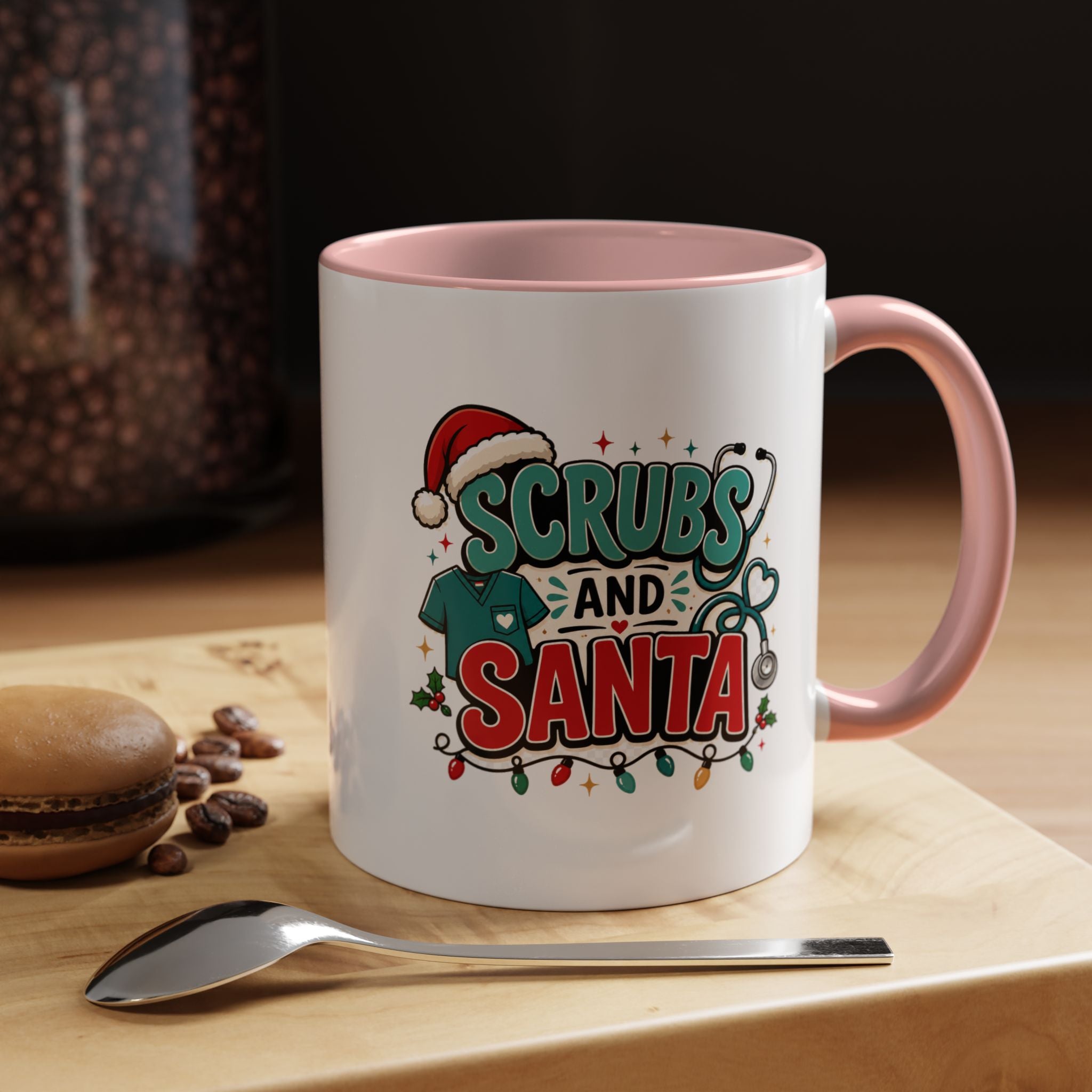 Modern Day Christmas Scrubs and Santa Coffee Mug — Funny Christmas Nurse Gift