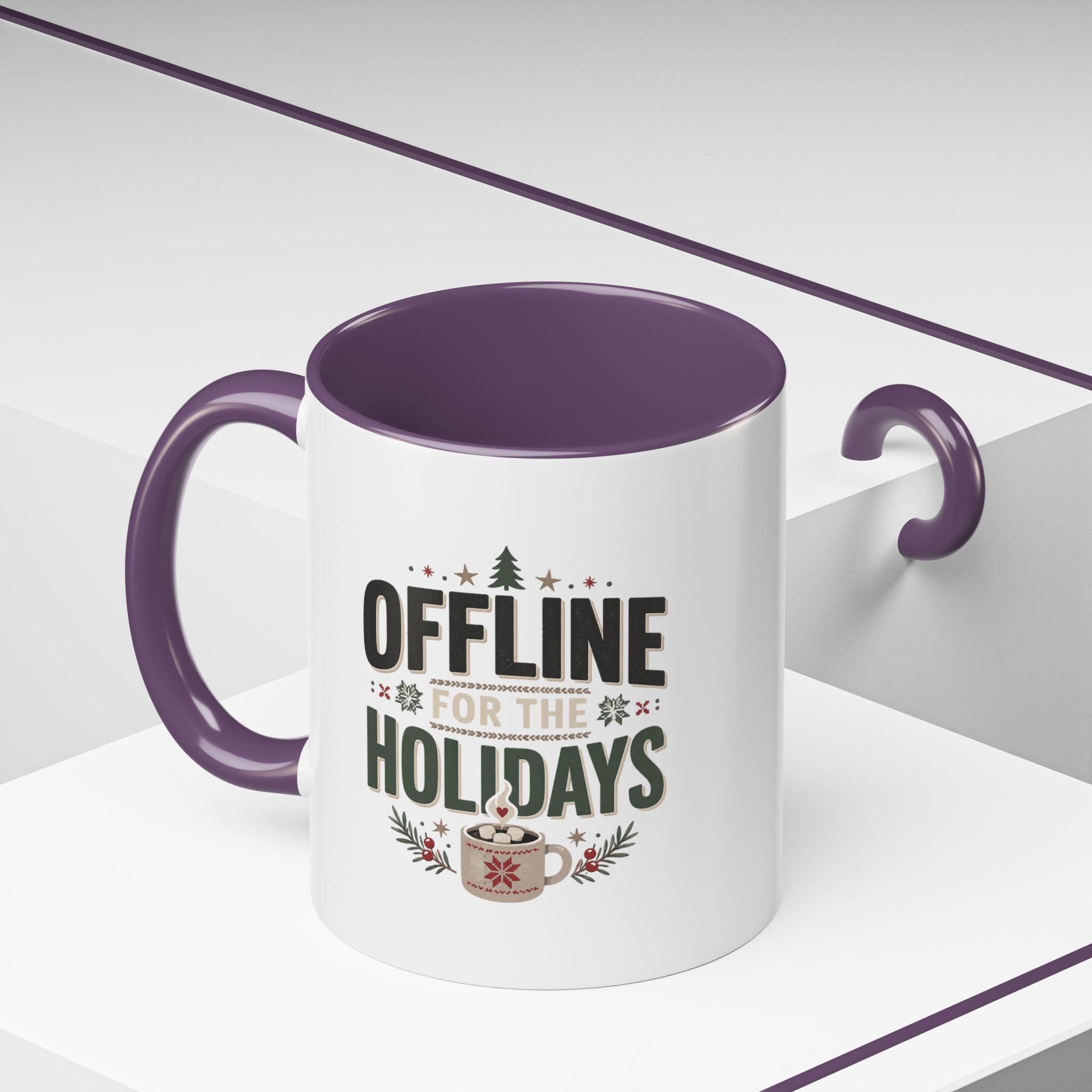 Christmas Holiday Coffee Mug — “Offline for the Holidays” Accent Ceramic Mug