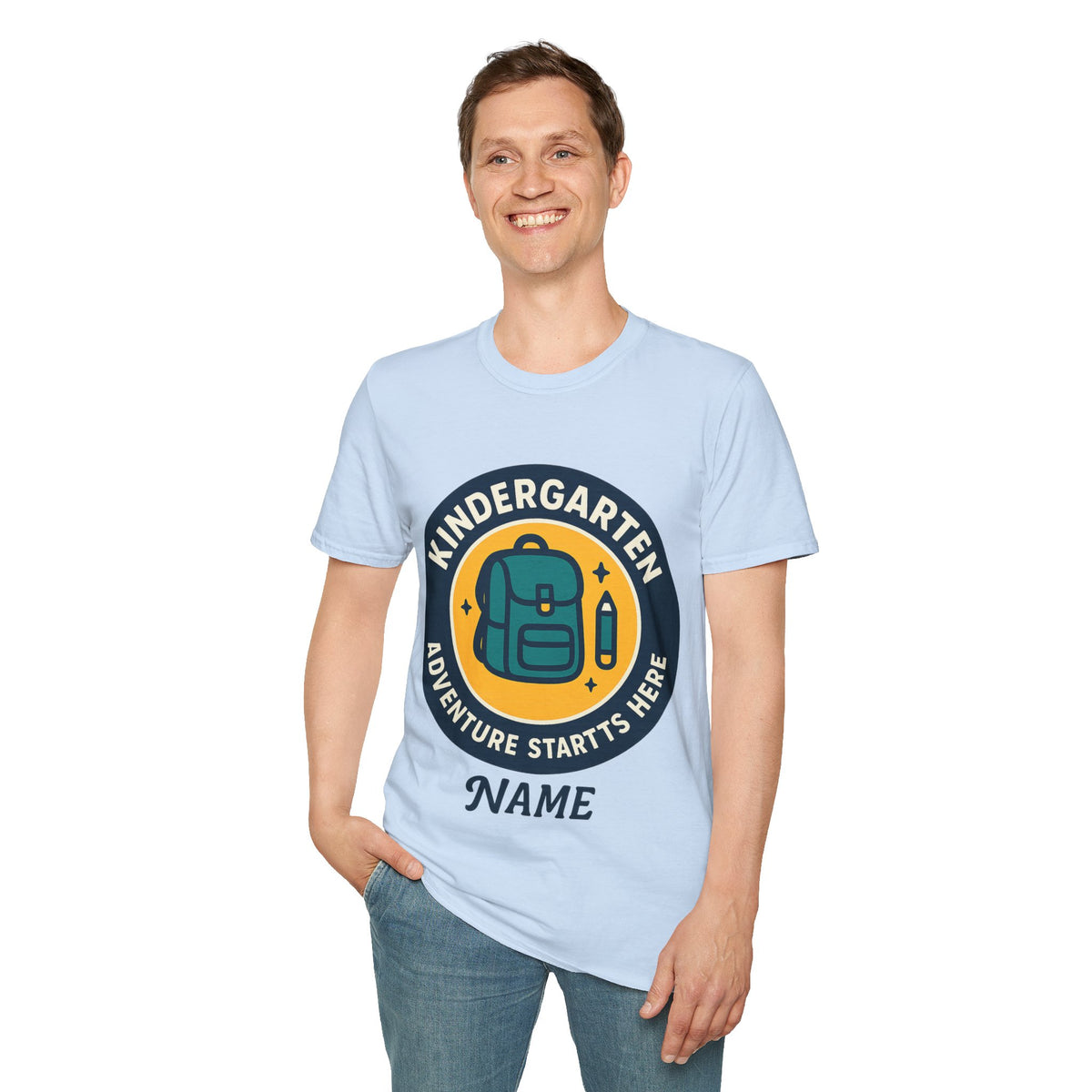 Kindergarten Teacher T‑Shirt – 'Kindergarten' Backpack Badge Design - Trending Now - August 2026