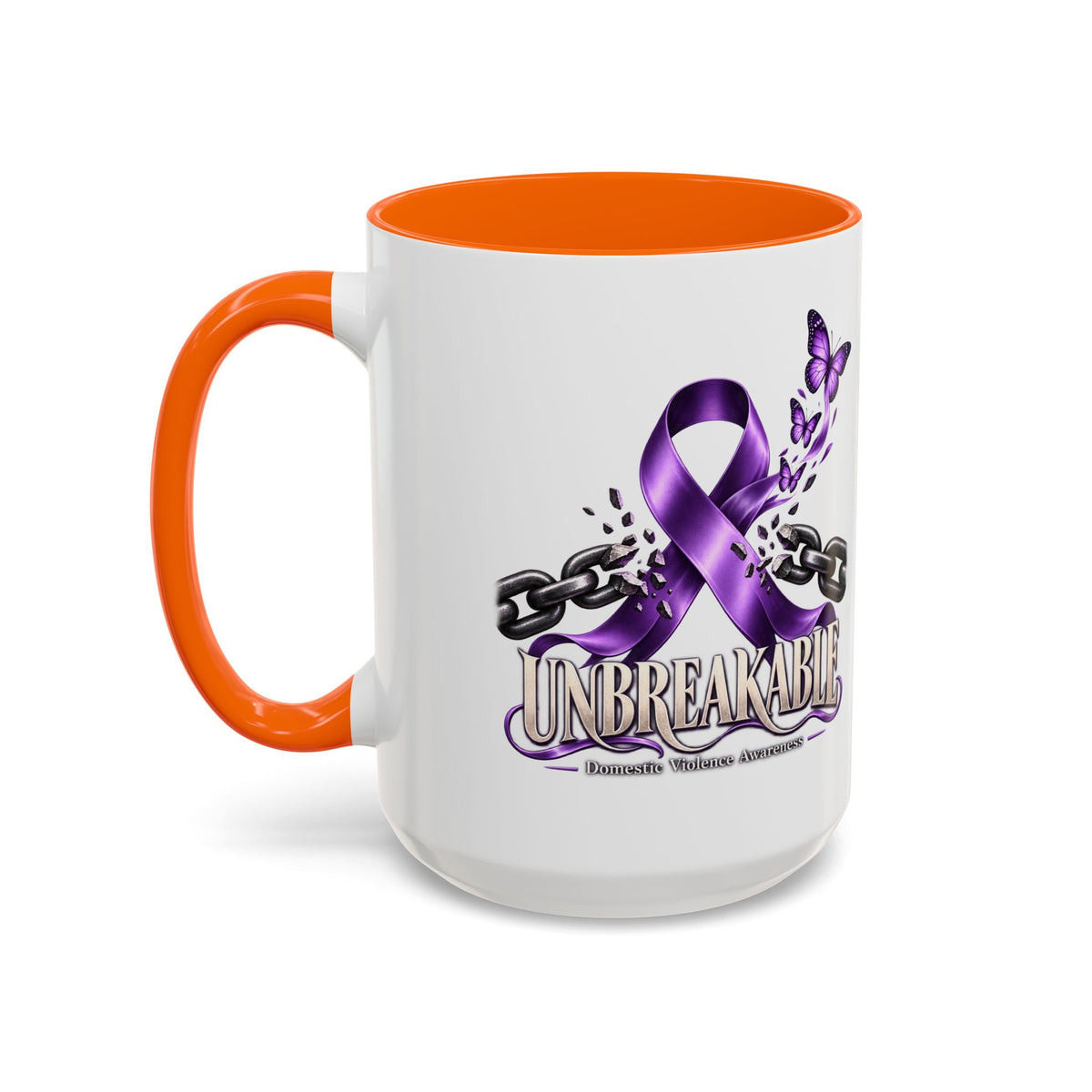 Unbreakable Purple Ribbon Coffee Mug —Domestic Violence Awareness Support Accent Mug