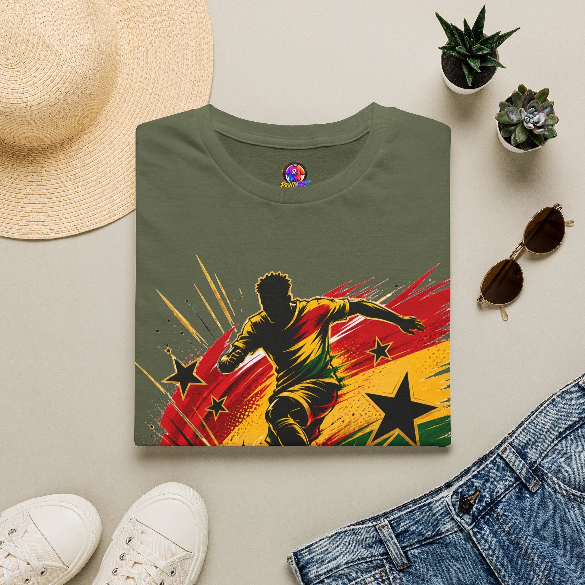 Ghana Star Power Soccer T-Shirt — Afro Football Fan Tee - Ghana T-Shirt