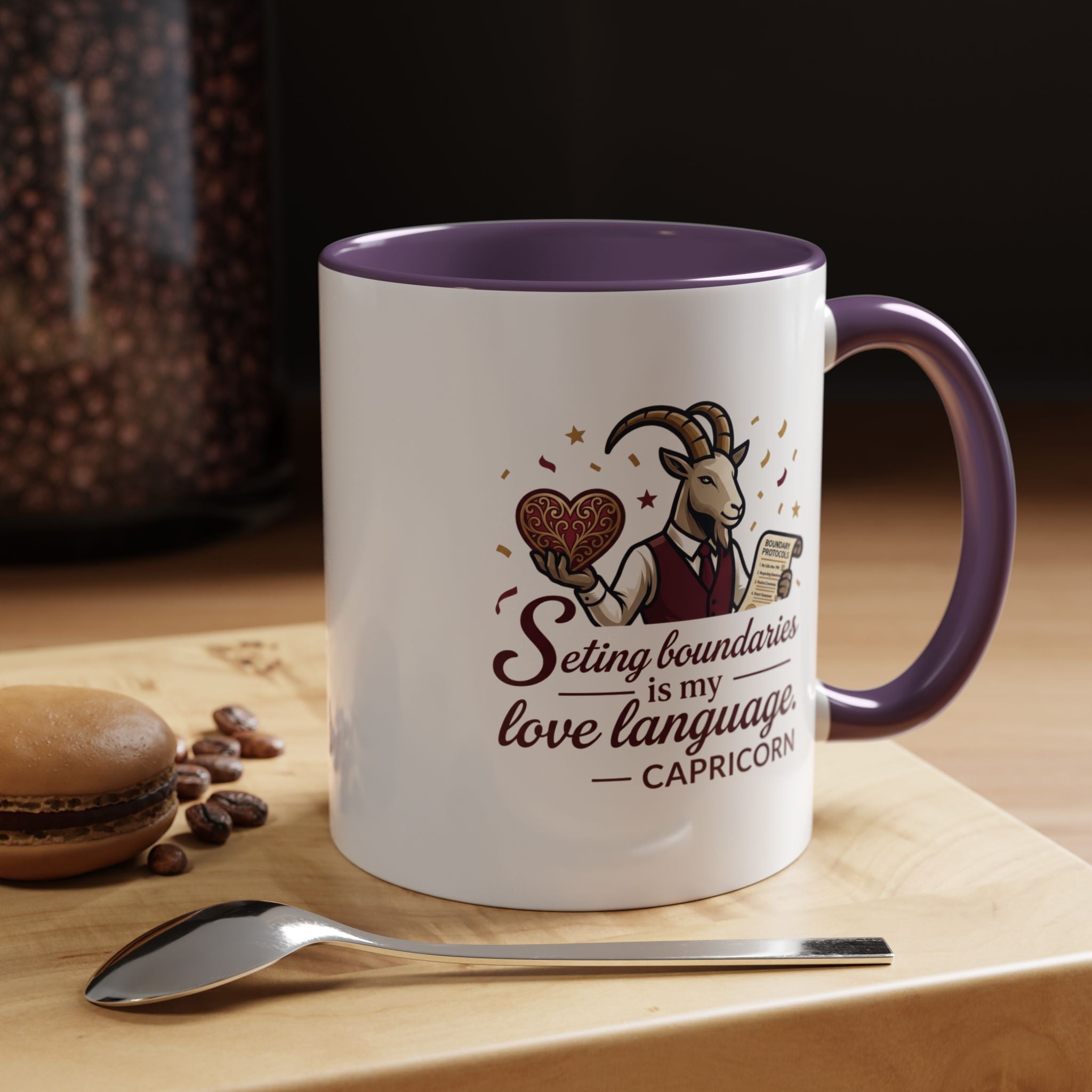 Capricorn Zodiac Coffee Mug — "Setting Boundaries Is My Love Language" Accent Mug