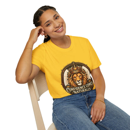 Leo Zodiac Lion T-Shirt — "Confidence Comes Naturally, I'm a Leo" Astrology Tee