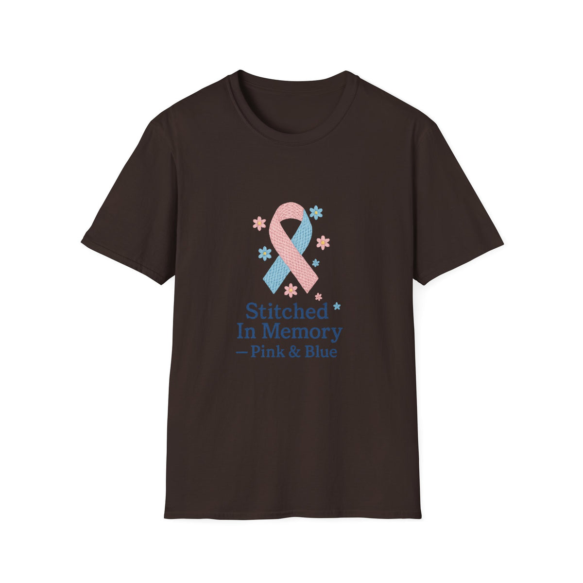 In Memory Pink & Blue Ribbon T-Shirt — "Stitched In Memory" Awareness Tee - Trending Now - October 2026