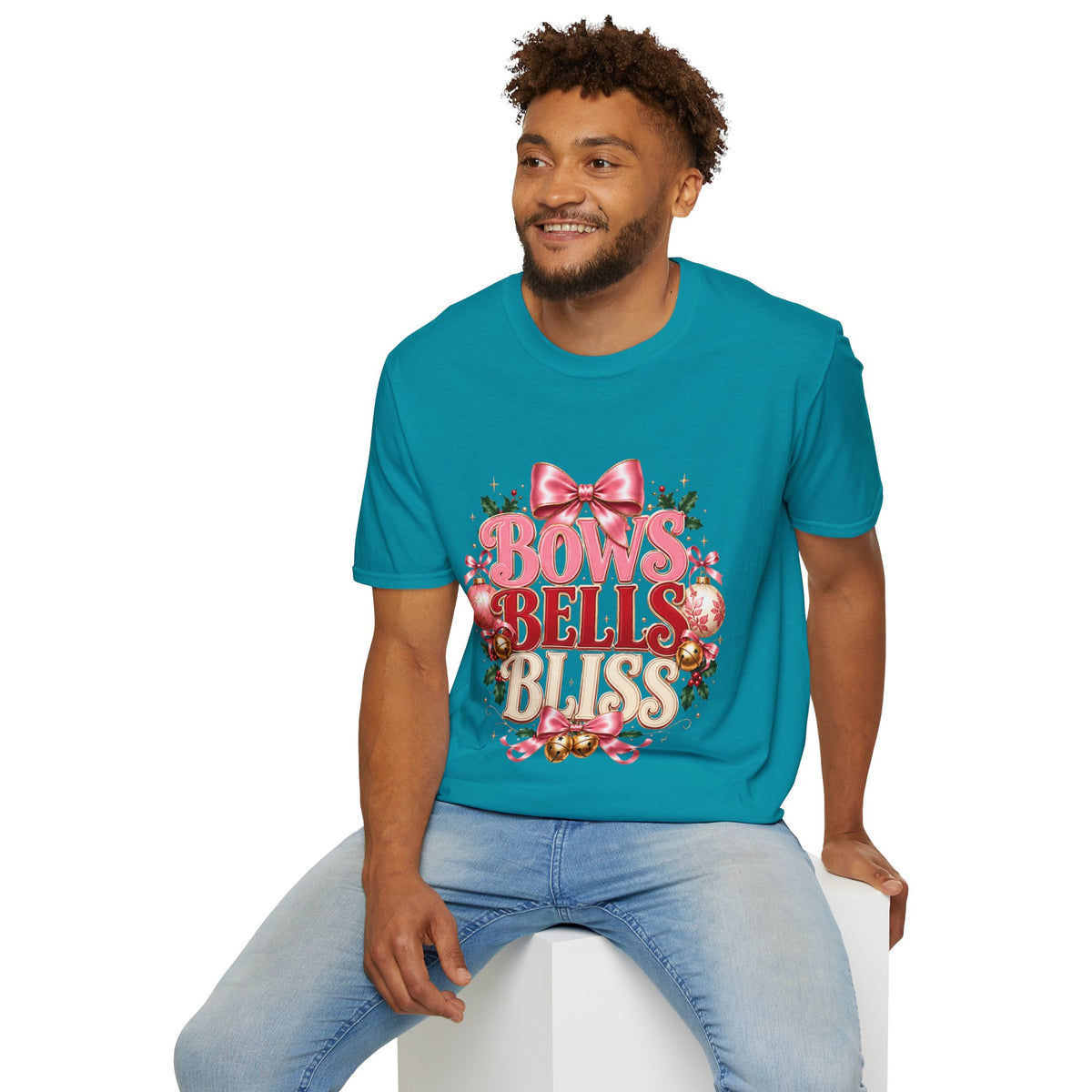 T-Shirt — Bows Bells Bliss Christmas Graphic Tee