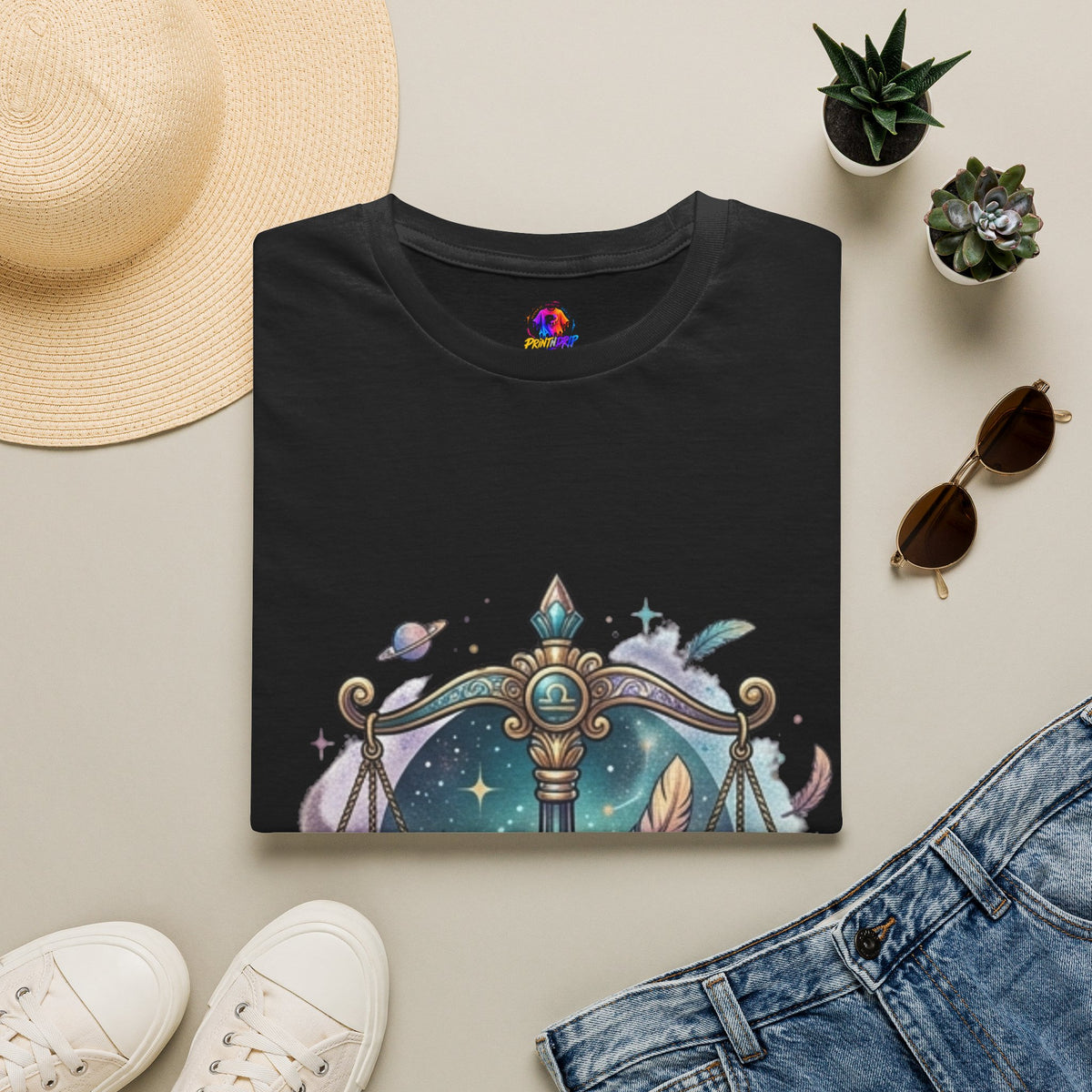 Libra Scales Zodiac T-Shirt — Celestial Astrology Graphic Tee