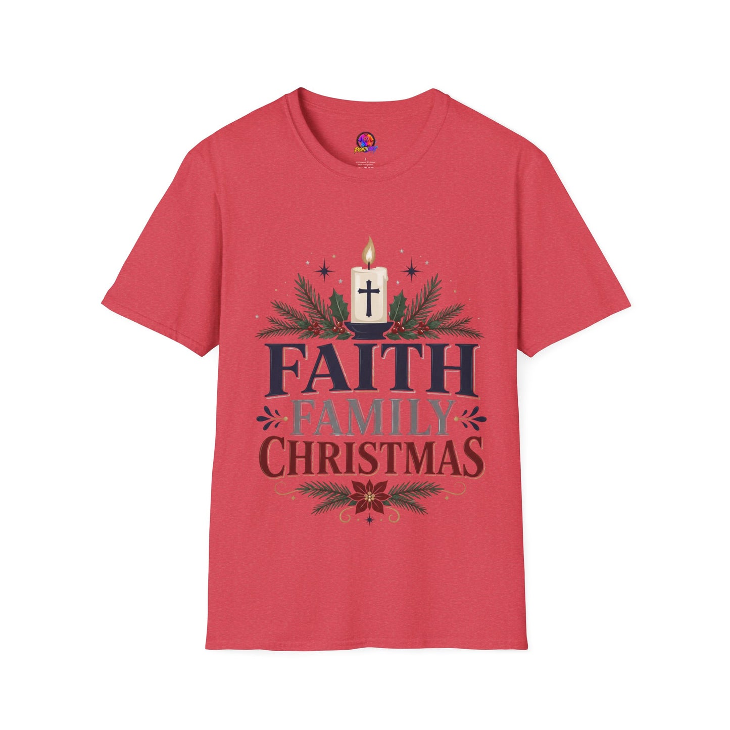 Christmas Faith T-Shirt — "Faith, Family, Christmas" Religious Holiday Tee