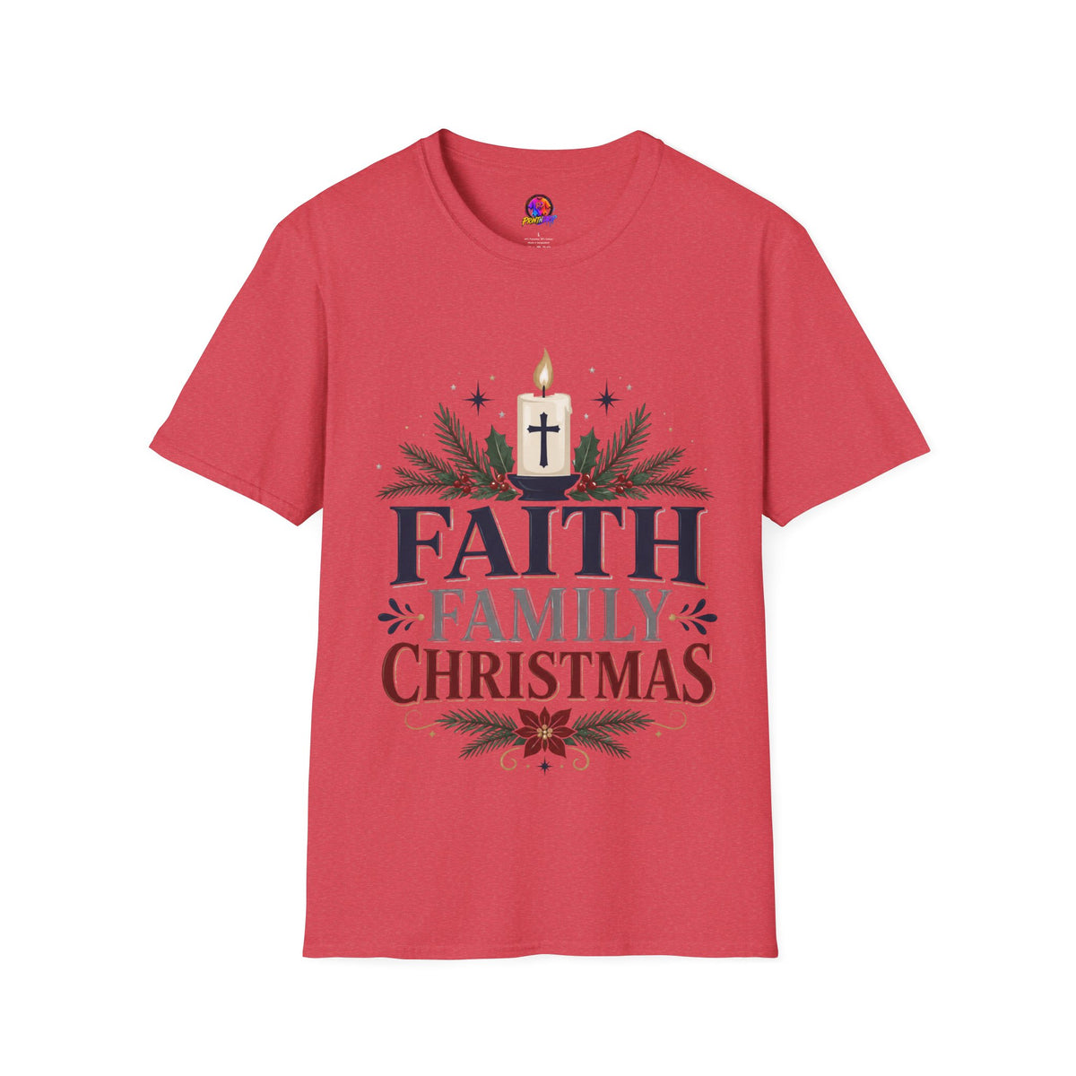 Christmas Faith T-Shirt — "Faith, Family, Christmas" Religious Holiday Tee
