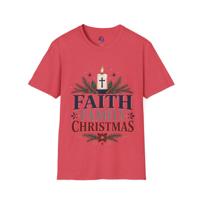 Christmas Faith T-Shirt — "Faith, Family, Christmas" Religious Holiday Tee
