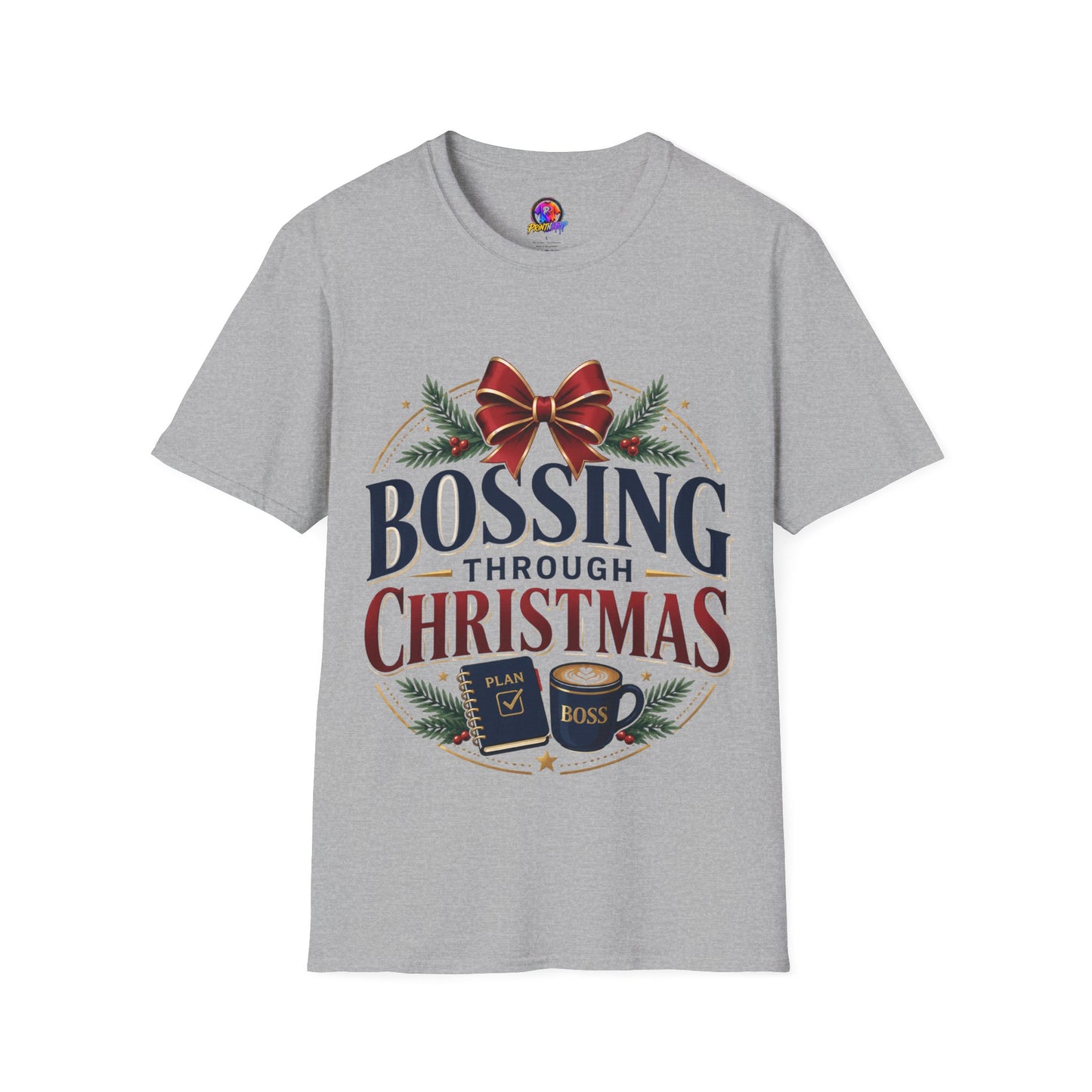 Christmas “Bossing Through Christmas” T‑Shirt — Funny Holiday Boss Gift