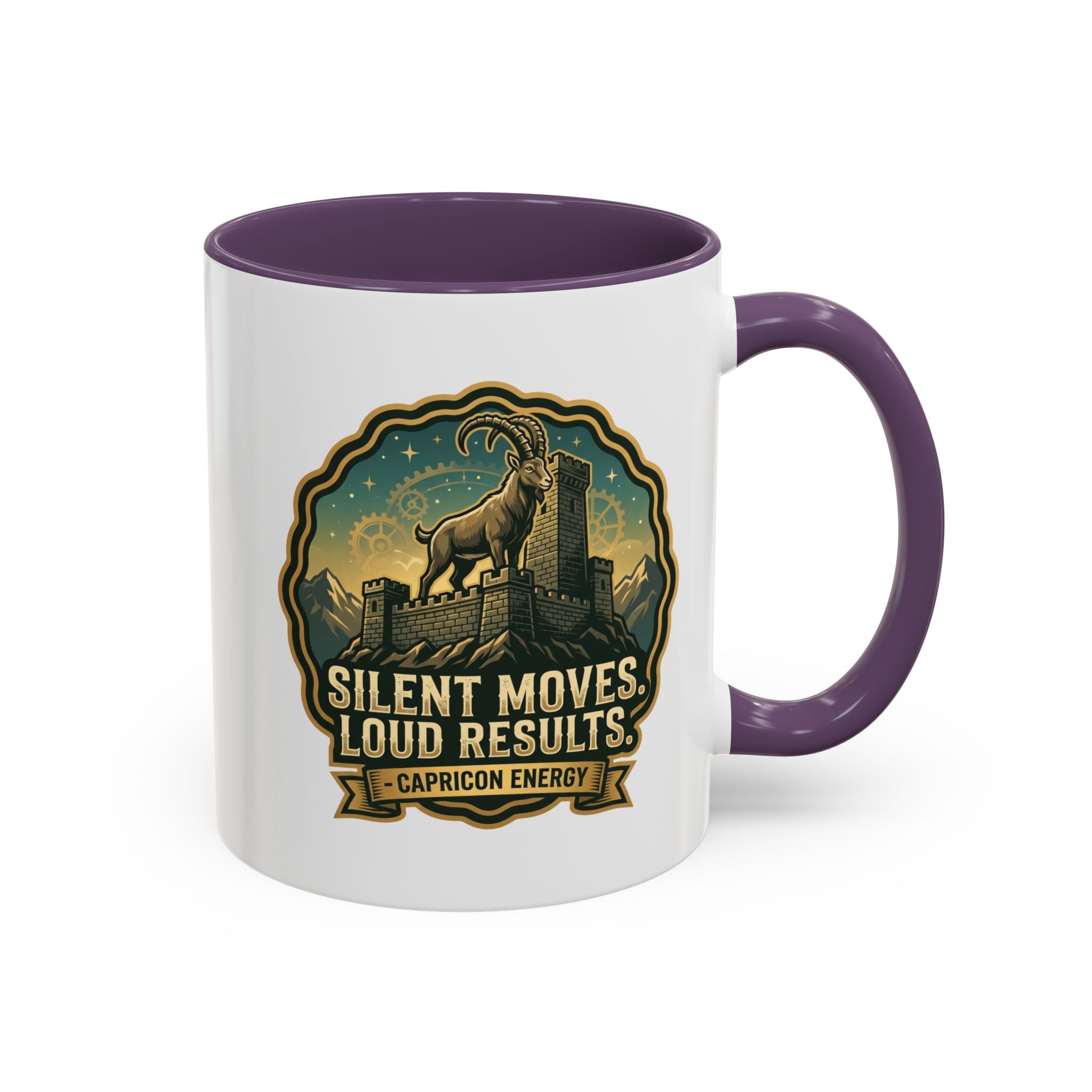 Capricorn Coffee Mug - "Silent Moves. Loud Results." Zodiac Goat Accent Mug