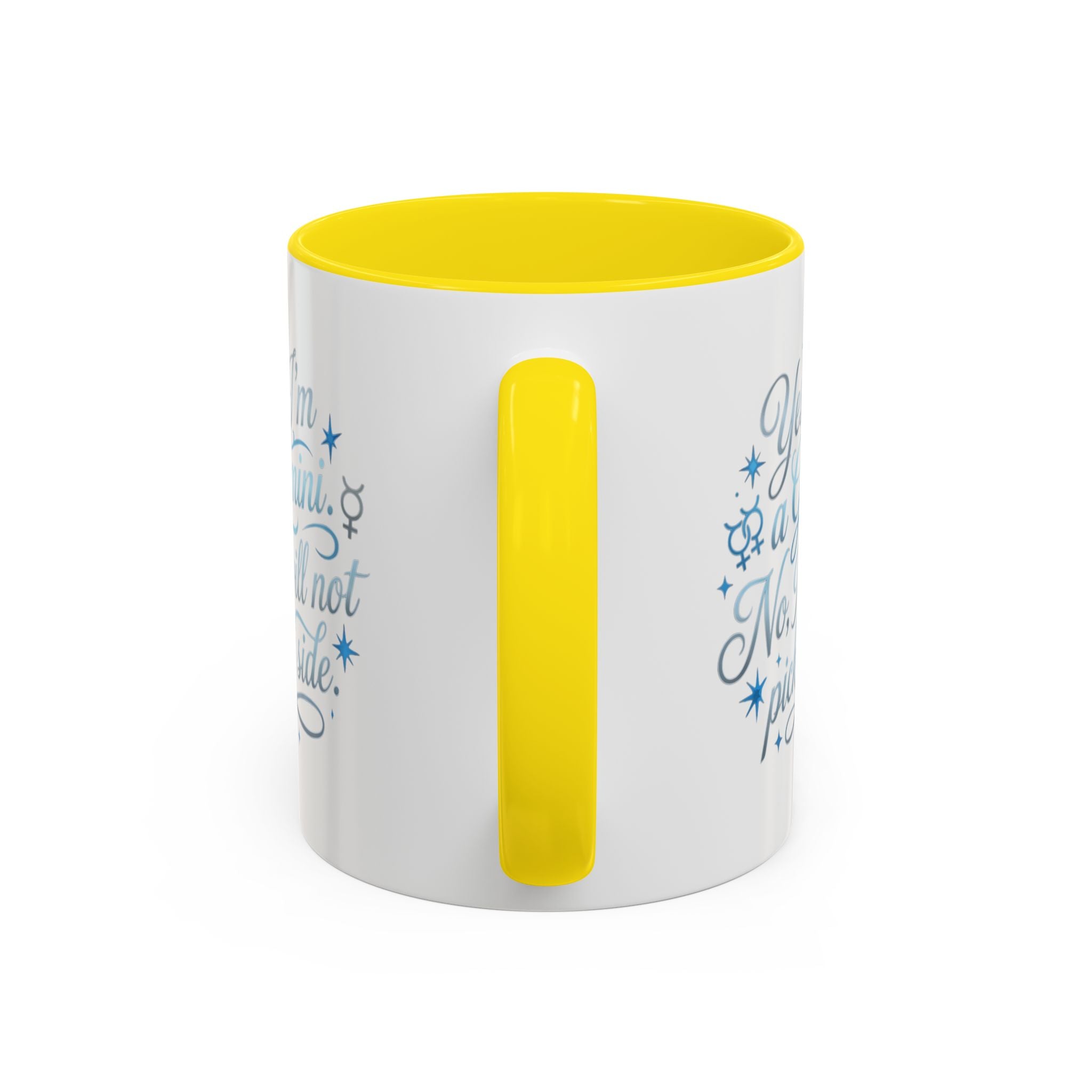 Gemini Zodiac Accent Coffee Mug – “Yes, I’m a Gemini. No, I will not pick a side.” – Astrological Gift