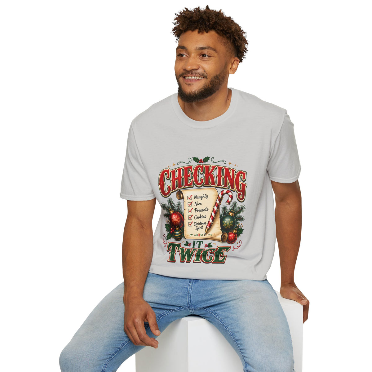 Checking It Twice Christmas T-Shirt — Naughty or Nice Holiday Tee
