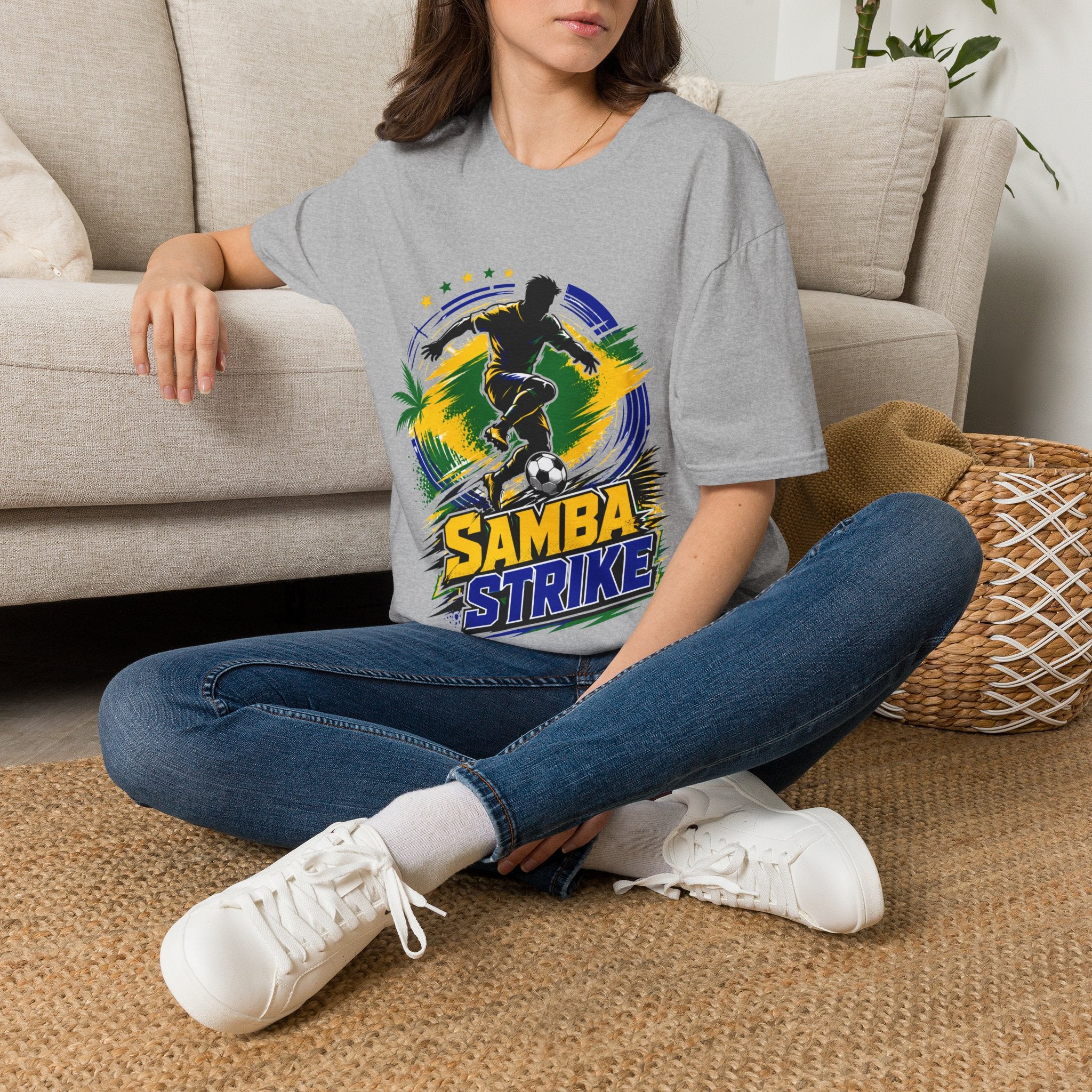 Brazil  Samba Strike Soccer T-Shirt — Brazilian Football Player Graphic Tee