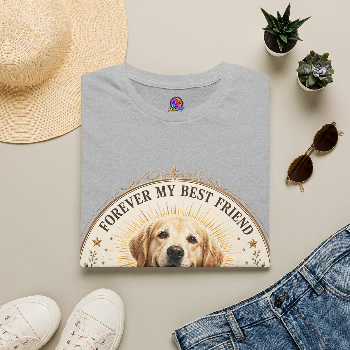 Dog Lover T-Shirt — “Forever My Best Friend” Personalized Golden Retriever Tee