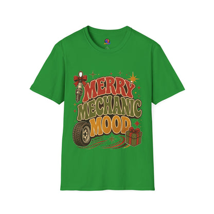 Merry Mechanic Mood T‑Shirt — Retro Holiday Auto Technician Gift