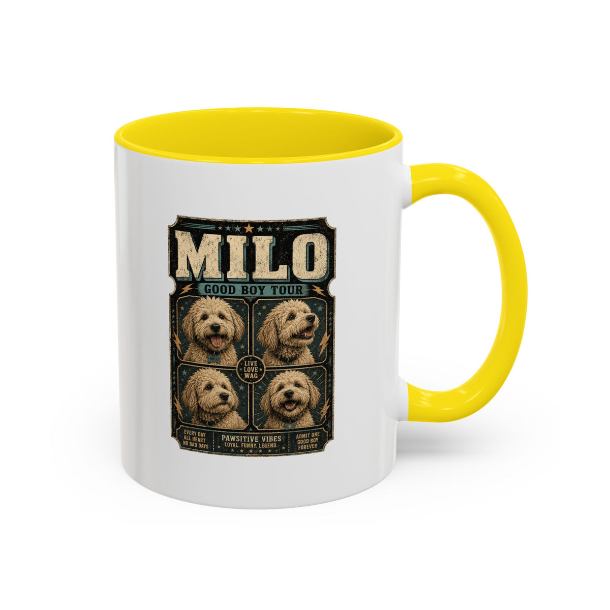 Milo Bailey Dog Dad Mom Personalized Milo Dog Coffee Mug — "Good Boy Tour" Accent Mug