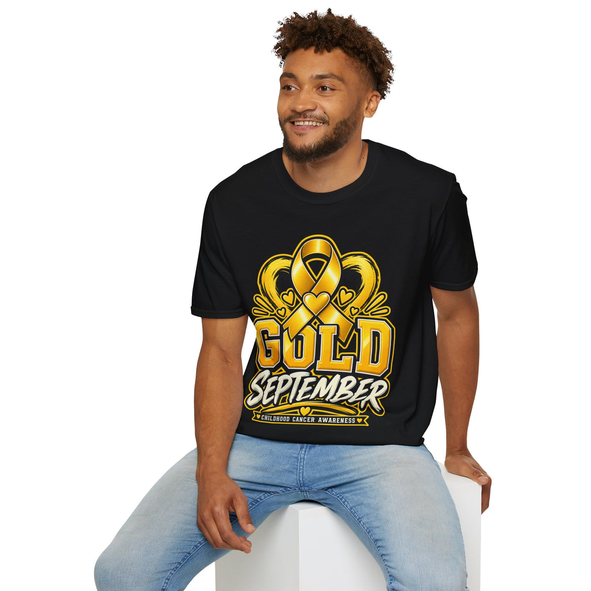 Gold September T-Shirt — Childhood Cancer Awareness Ribbon Tee