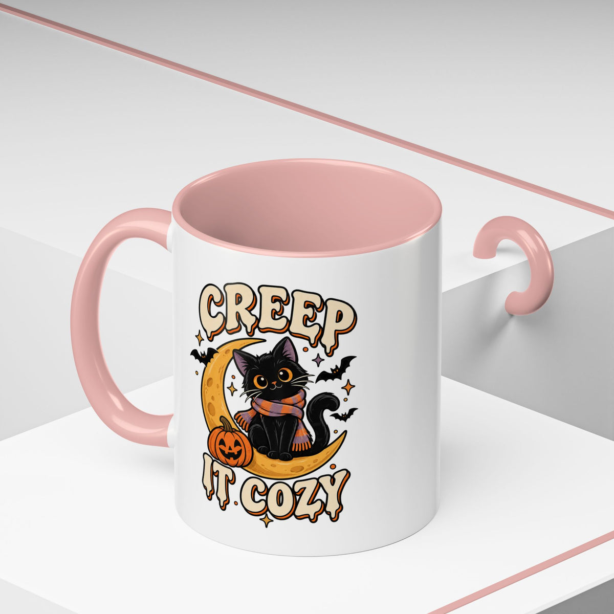 Creepy It Cozy Black Cat Halloween Accent Coffee Mug (11/15oz)
