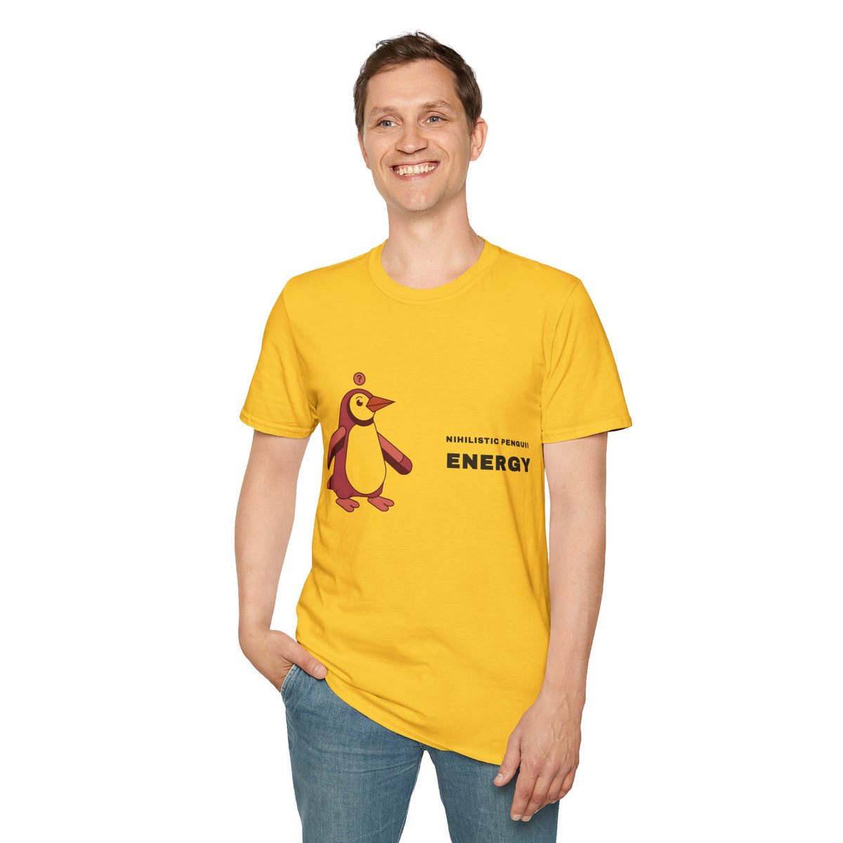 Penguin Energy Graphic T-Shirt — Cute Minimal Chest Pocket Penguin Tee - Trending Now - September 2026